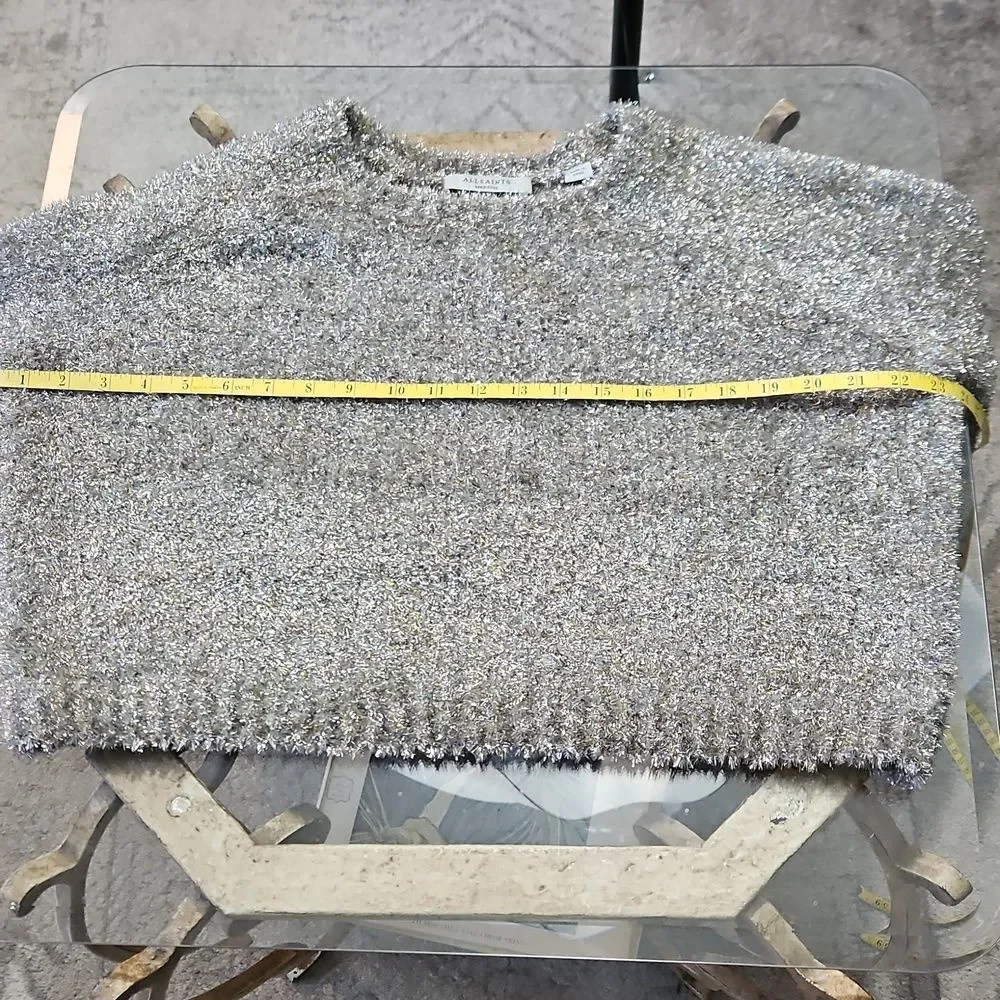 All Saints Rosetta Tinsel Short metallic sweater Size Medium